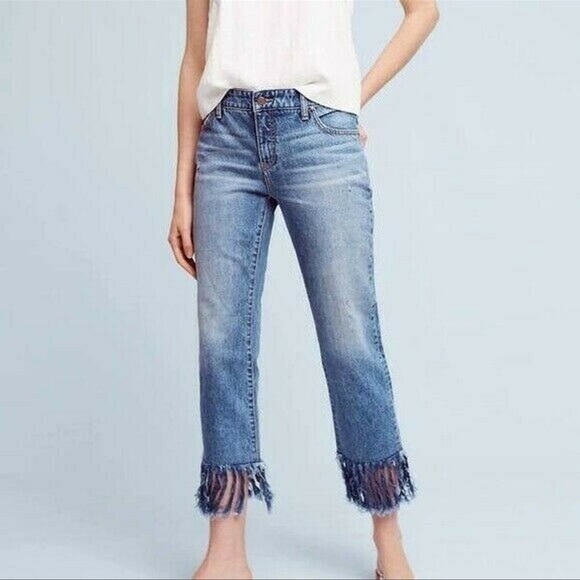 Letterpress Hyphen Frayed Hem Jeans 
